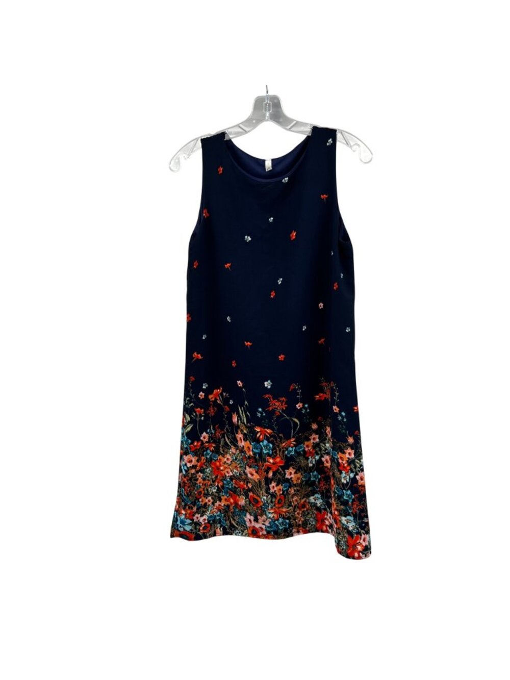 Magic Fit Womens Floral Sheath Dress Sleeveless Navy/Multi Size Medium